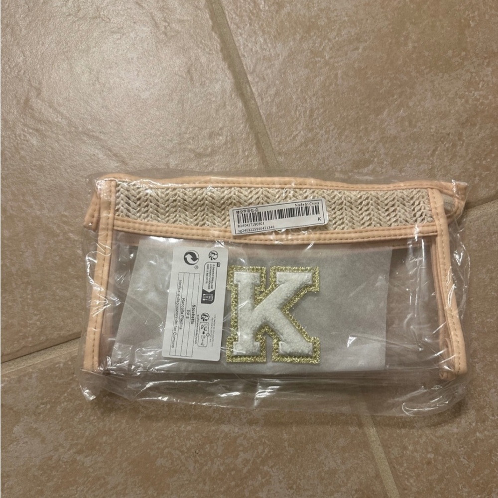 SHEIN Transparent Cosmetic Bag with Gold Lettering